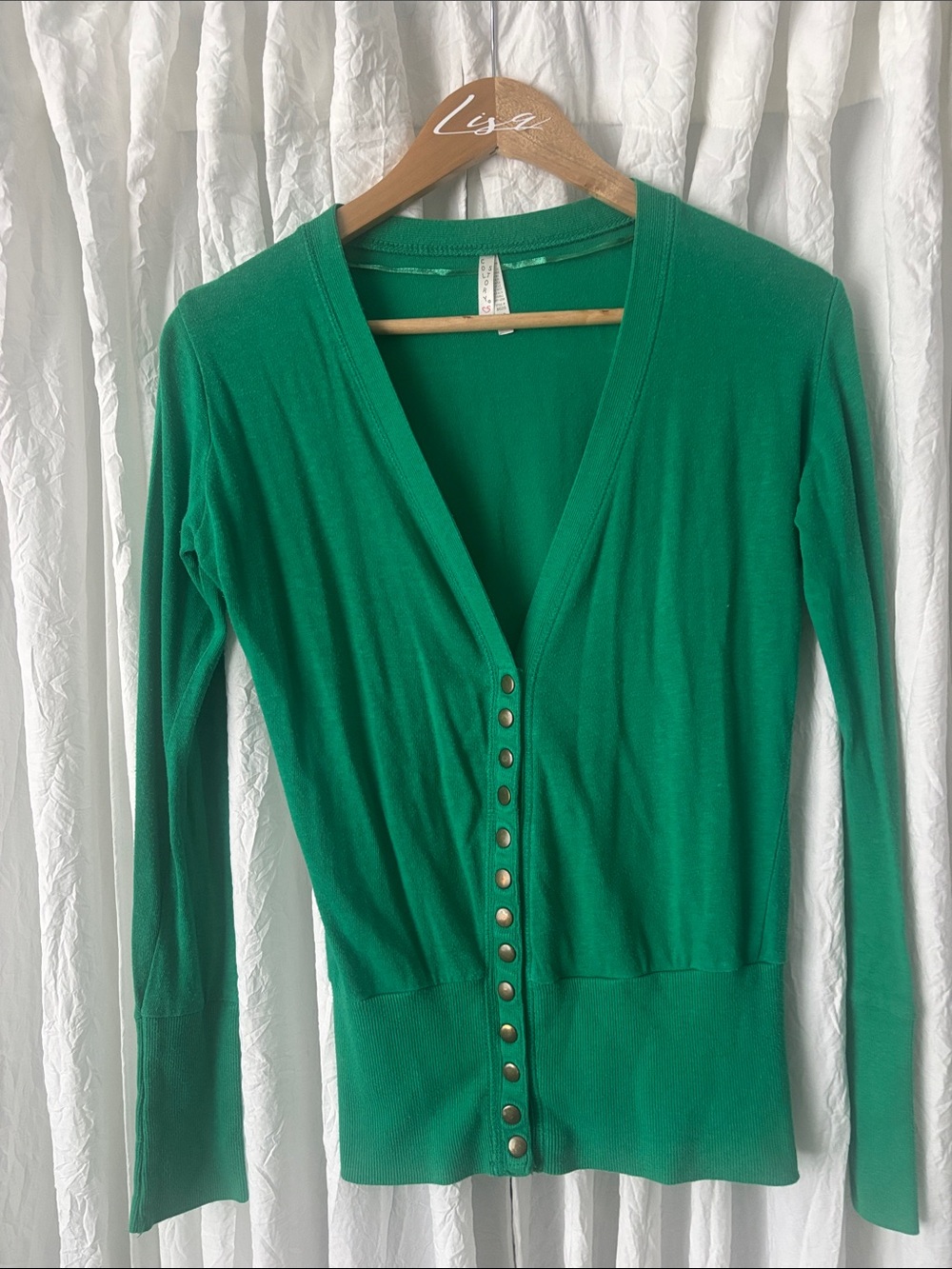 Women's V-Neck Button-Front Sweater Cardigan - Green